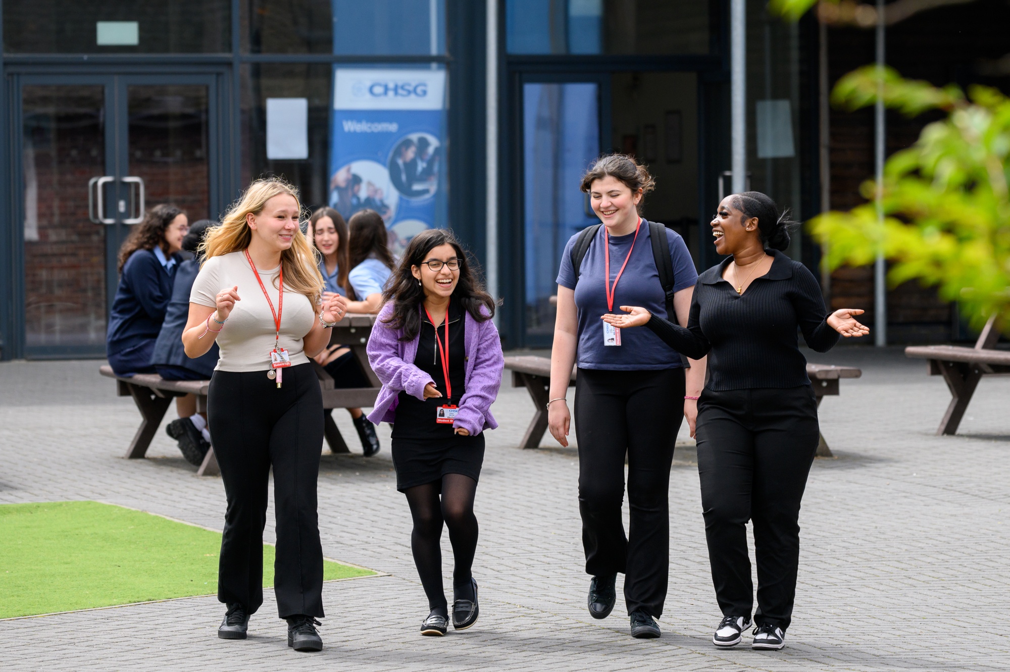 Students walking through the grounds